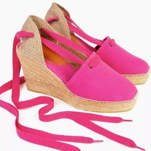 penelope chilvers high valenciana canvas espadrille CORAL sz 40